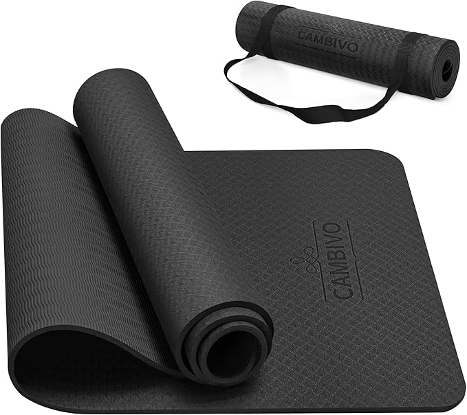 CAMBIVO Yoga Mat for Women Men Kids, 1/3 & 1/4 & 2/5 Inch Extra Thick Yoga Mat Non Slip, 72" x 24" TPE Yoga Mats, Workout Mat with Carrying Strap for Yoga, Pilates and Floor Exercises - Bloomnest