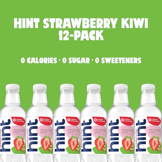 Hint Fruit-Infused Bottled Water, Strawberry Kiwi - Sugar Free Flavored Water with Zero Calories, Naturally Flavored, and No Artificial Sweeteners - 16 Fl Oz (Pack of 12) - Bloomnest