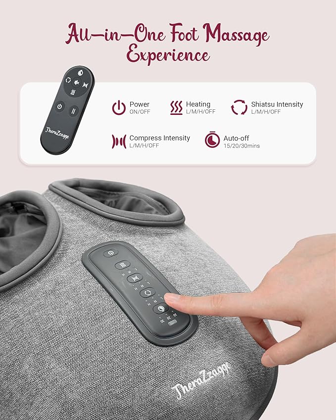Foot Massager with Heat, Compression, Shiatsu Foot Massager Machine with Remote, Auto-Off Timers, Foot Warmer for Home Office, Up to Size 14 - Bloomnest