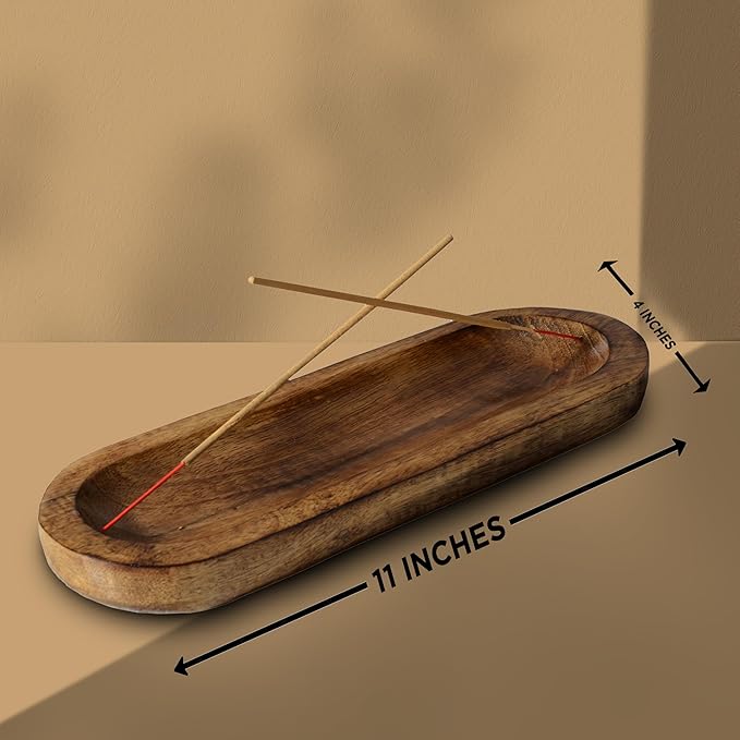raajsee Wooden Brown Incense Holder -Incense Burner Holder –Ash Catcher - Incense Stick Holder - Meditation & Yoga - Great Gift for Any Occasion Size 11x4 inch - Bloomnest