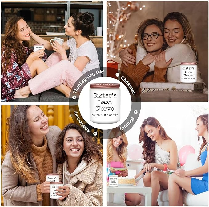 Homsolver Sister Gifts for Women, Valentines Galentines Mothers Day Christmas Birthday Gift Ideas, Female Friends Bestie in Law, Sister's Last Nerve Scented Candles - Bloomnest