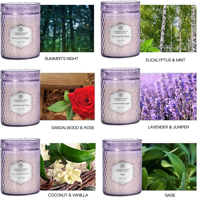Candles for Home Scented, 6 Pack Aromatherapy Candles Gifts Sets for Women Birthday,33 oz Soy Wax 240 Hour Long Lasting Jar Candles - Bloomnest