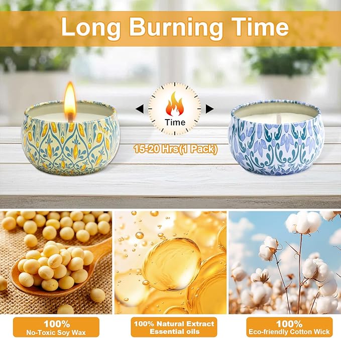 12 Pack Scented Candles Gifts for Women, Natural Soy Candles for Home Scented, Aromatherapy Candle Christmas Gifts Sets for Women, Sister, Friends, Colleague - Bloomnest