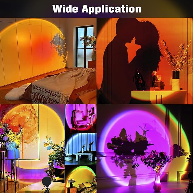 Balkwan Sunset Lamp Projection Rotation LED Romantic Modern Floor Stand Night Light with USB for Living Room Bedroom Aesthetic Decor Christmas Party Gifts Idea for Girls Women (16 Colors) - Bloomnest