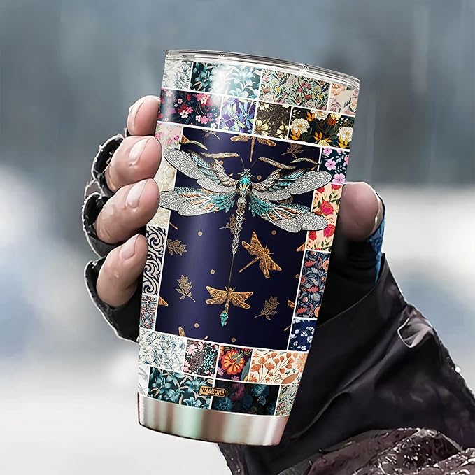 WAZONE Personalized Dragonfly Lovers Cups s 20 30oz Stainless Steel Tumbler Mandala Pattern Custom Gifts For Women Girls Daughter Wife Birthday Aniversary Flying Insect Mystical Animal - Bloomnest