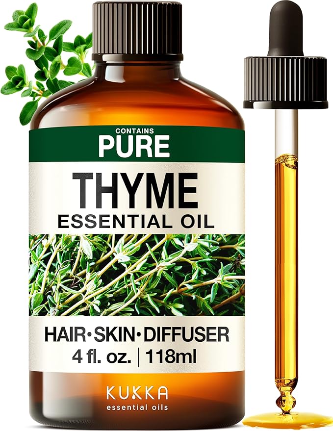 KUKKA Thyme Essential Oils - 4 Fl Oz - for Hair, Skin, Diffuser, Aromatherapy & DIY Soap Making Scent - Bloomnest