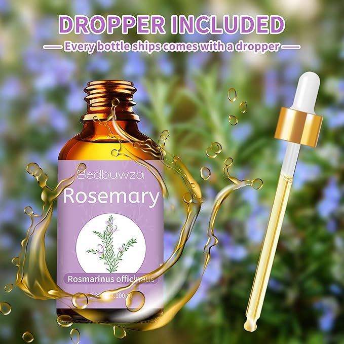 Sedbuwza Rosemary Essential Oil, Rosemary Oil 100% Pure Natural Rosemary Fragrance Oil for Massage Diffuser Humidifier Candle Soap Aromatherapy Making - 3.38 OZ Sedbuwza