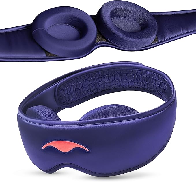 Manta Silk Sleep Mask – Premium 22 Momme Silk Eye Mask, Designed for Blackout Comfort, Breathable and Washable, Adjustable Fit (Purple) - Bloomnest