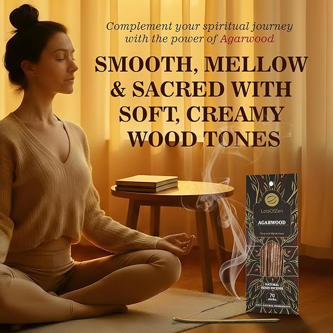 Agarwood Incense Sticks 70 Count – Natural Oud Wood Incense – Long-Burning – Arabic Oudh for Meditation and Relaxation Inspired by Traditional Bakhoor LotsOfZen
