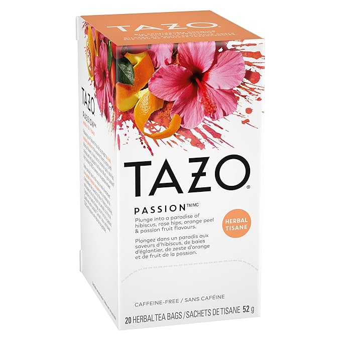 TAZO Passion Herbal Tea Bags,Hot or Iced,Caffeine Free,20 Tea Bags,(Pack of 2) - Bloomnest