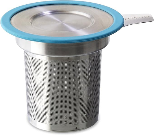 FORLIFE Brew-in-Mug Extra-Fine Tea Infuser with Lid, Turquoise