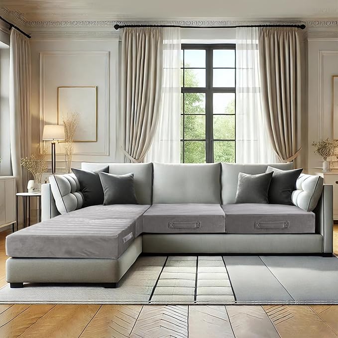 Codi Thick Replacement Couch Cushions, Upholstery Foam with Washable Covers for Sofa Cushion Chair Meditation - 24 × 24 × 5 Inch | High Density Foam, Grey