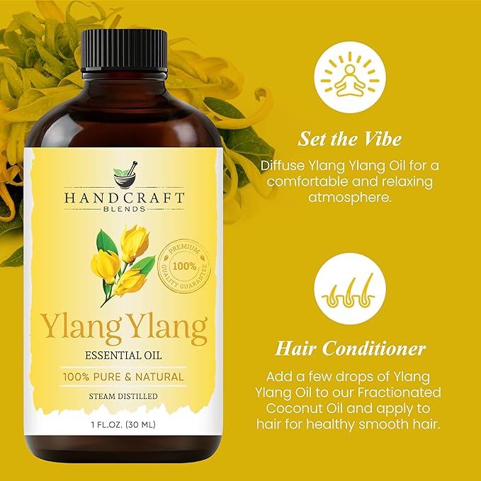 Handcraft Blends Ylang Ylang Essential Oil – 1 Fl Oz – 100% Pure and Natural – Premium Grade Essential Oil for Diffuser and Aromatherapy, Skin, Massage, Candle and Soap Making Fragrance - Bloomnest