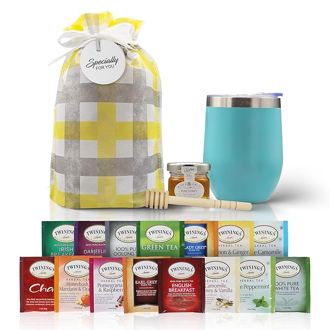 Tea Gift Set for Women & Men – Includes Assorted Teas, Elegant Mug & Honey (Teal) - Bloomnest