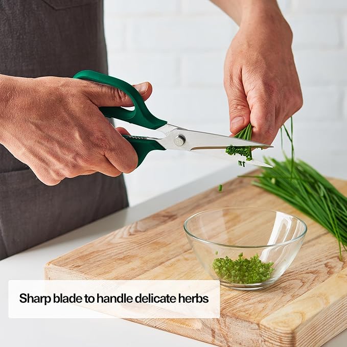 Misen Heavy Duty Kitchen Shears - Comfortable Ambidextrous Scissors for Meat, Poultry, Herbs & More - Easy to Clean - German Stainless Steel - Large | Green - Bloomnest