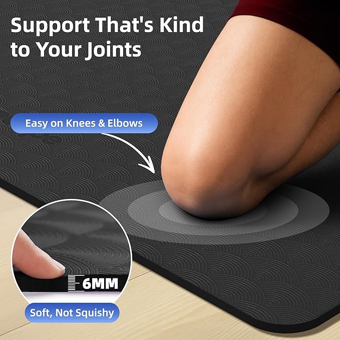 Extra Large TPE Yoga Mat 72"x35" / 78"x57" - Wide Non-Slip Mat for Yoga, Pilates & Home Gym, 6mm Thick Cushion for Comfort & Balance, Waterproof, Easy to Carry with Strap or Bag for Solo or Partner Workouts