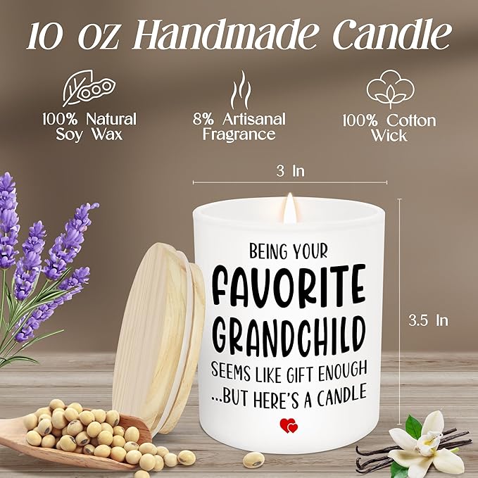 TEEZWONDER Christmas Grandparents Gifts from Granddaughter Grandson Grandkids – Scented Candle Vanilla Lavender 10oz – Birthday Gifts for Grandma Grandpa Papa Grammy Mimi Nini Nana - Bloomnest