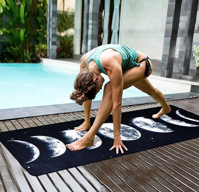nuveti Yoga Mat Print Extra Thick TPE Non Slip Fitness Exercise Mat with Carrying Bag,72"x24" Extra Thick 6MM Exercise & Workout Mat for Yoga, Pilates Fitness and Floor Exercises - Bloomnest
