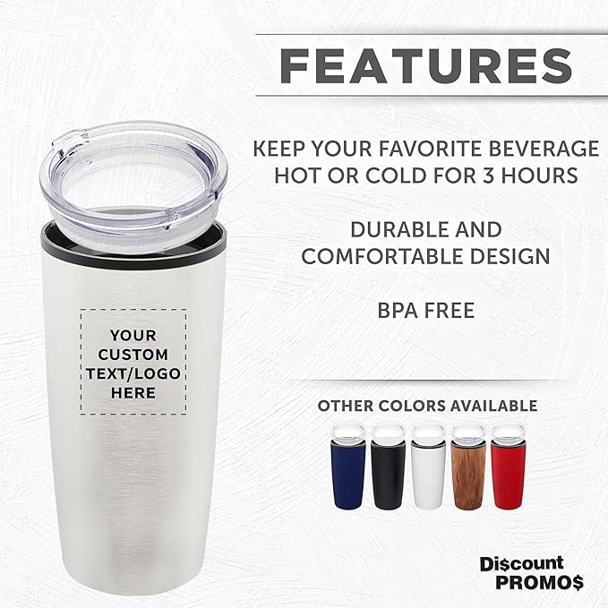 Custom Plastic Tumblers 20 oz Set of 6/12/24 Personalized Bulk Pack with Lids, Ice Coffee Tumbler, To Go Cup Insulated - Silver - Bloomnest