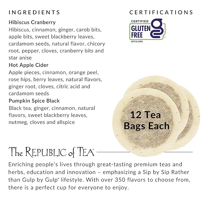 The Republic of Tea – Harvest Stackable Tea Tin, Autumn Assortment, 36 Tea Bags - Bloomnest