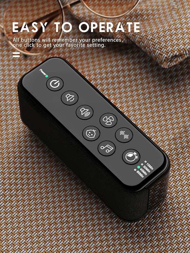 Portable White Noise Machine for Adults & Kids, 42 Soothing Sounds, Rechargeable Travel Sound Machine with Rain & Ocean Sounds, Auto-Off Timer & 8-Level Volume Control – Ideal for Sleep & Focus