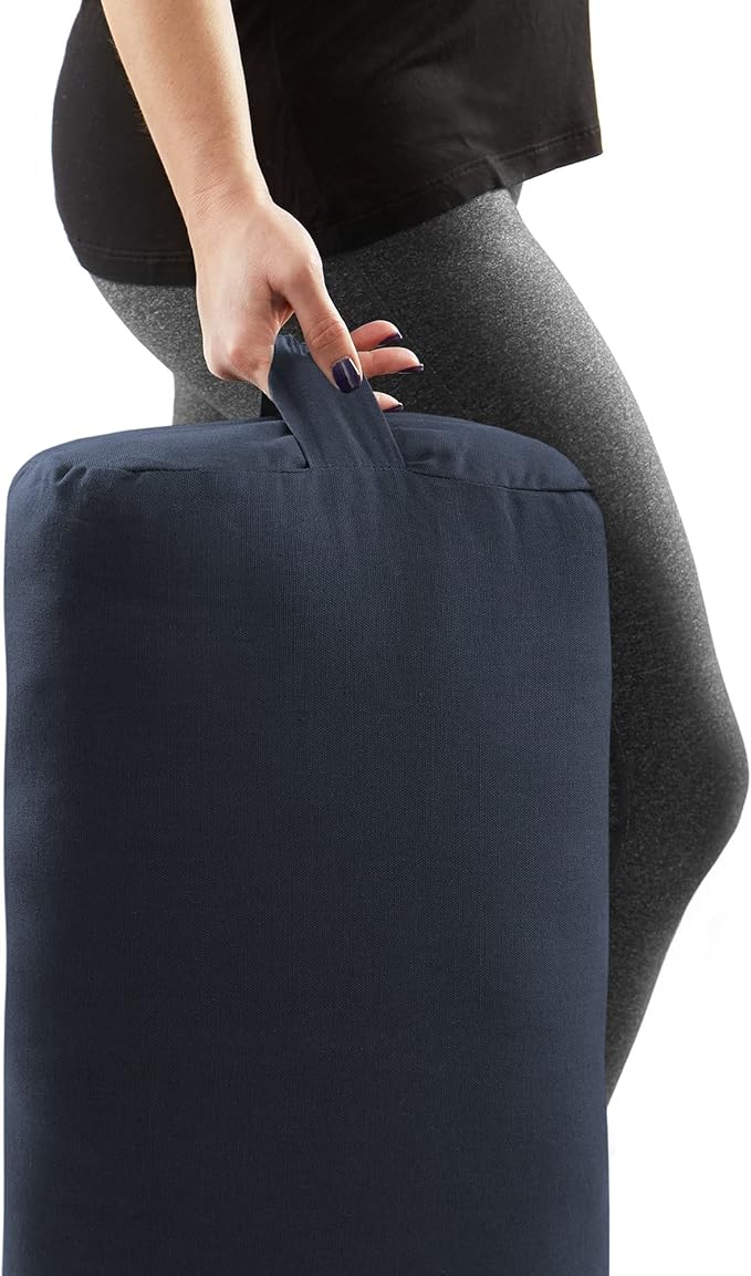 Yoga Meditation Cushion, 25" x 12" Rectangular Bolster with Organic Cotton Cover - Bloomnest
