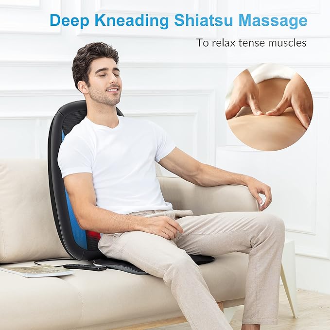 COMFIER Back Massager with Heat,Deep Tissue Kneading Massage Seat Cushion, Shiatsu Chair Pad for Neck for Home or Office use, Gift - Bloomnest