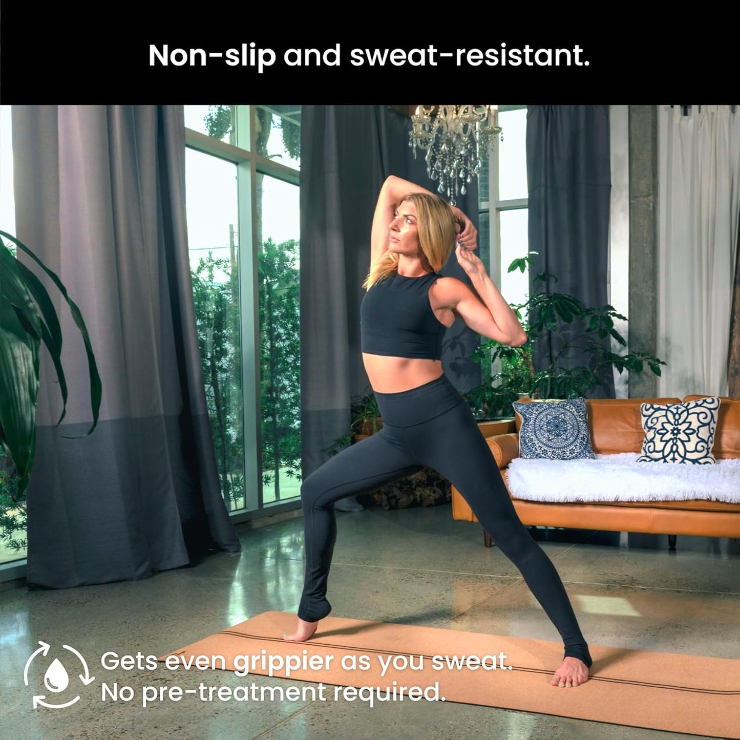 Luxury Cork Yoga Mat - Non Slip, Extra Thick Grip. Thicker, Longer, and Wider for More Comfort and Support. Tough Enough For Hot Yoga. Natural, Non Toxic, and Eco Friendly. Optional Alignment Lines.