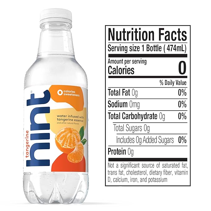 Hint Fruit-Infused Bottled Water, Tangerine - Sugar Free Flavored Water with Zero Calories, Naturally Flavored, and No Artificial Sweeteners - 16 Fl Oz (Pack of 12) - Bloomnest