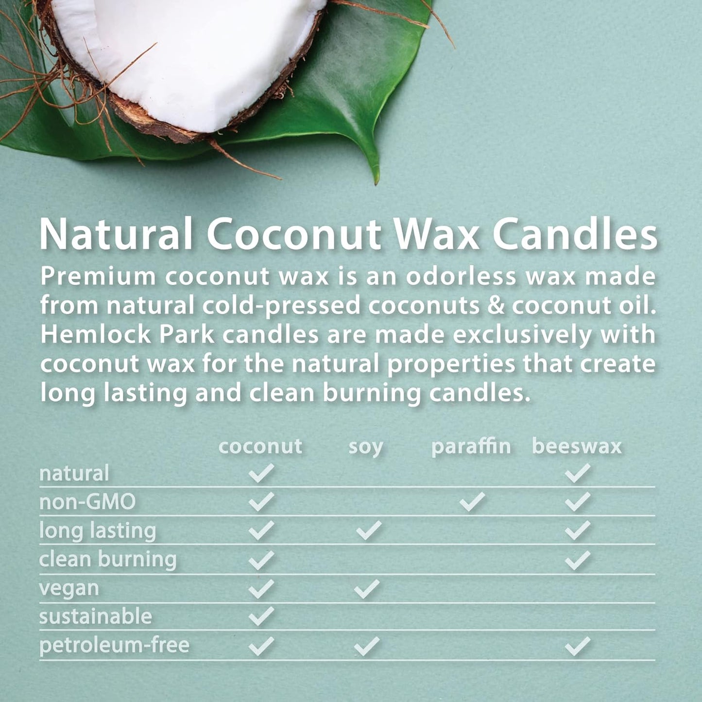 Hemlock Park Crackling Wood Wick Candle Handcrafted with Natural Coconut Wax (Standard 8 oz, White Sage)