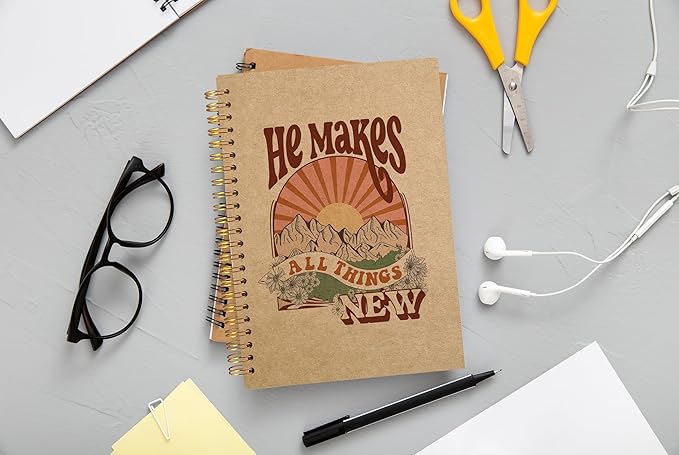 Christian Spiral Notebook,Christian Journal,Christian Notebook for Women Men Writing,Bible Cover Spiral Notebook 8.3×5.5 Inch Kraft Paper - Bloomnest