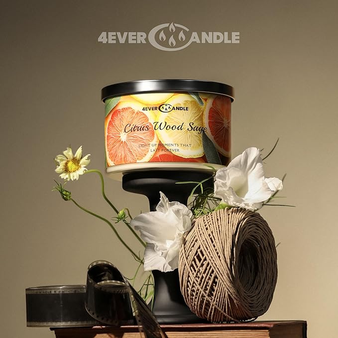 Soy Wax Blend Candle for Home, 4-Wick Candles in Citrus Wood Sage, Aromatherapy Candles Gift for Parties, Relaxing, Over 50 Hours of Burn Time, 18oz - Bloomnest