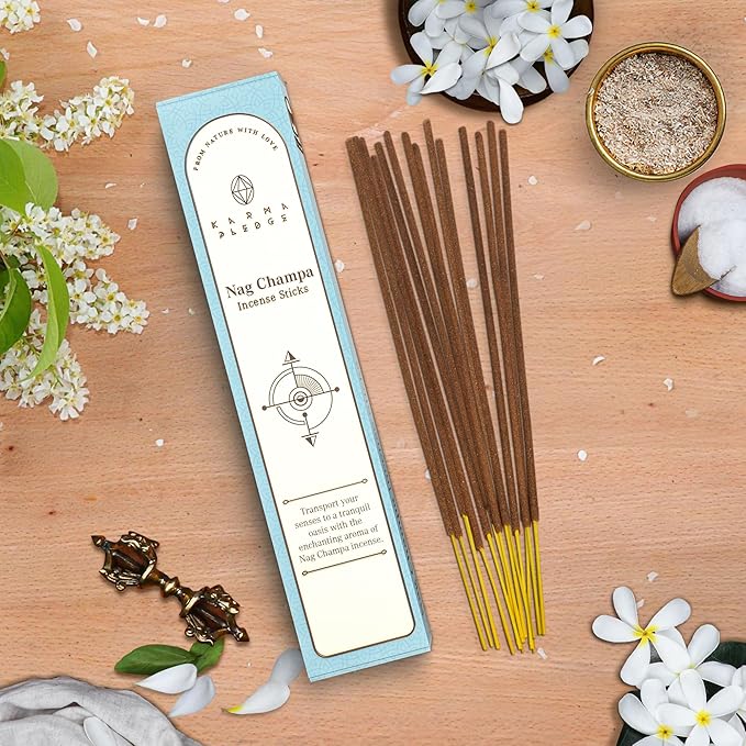 Nag Champa Incense Sticks, Organic Hand Dipped Incense, Natural Herbs & Aromatic Ingredients, Contain 40 Sticks Inside, Burn Time 45-60 Min, Spiritual Gifts, Incense by Karma Pledge KARMAPLEDGE
