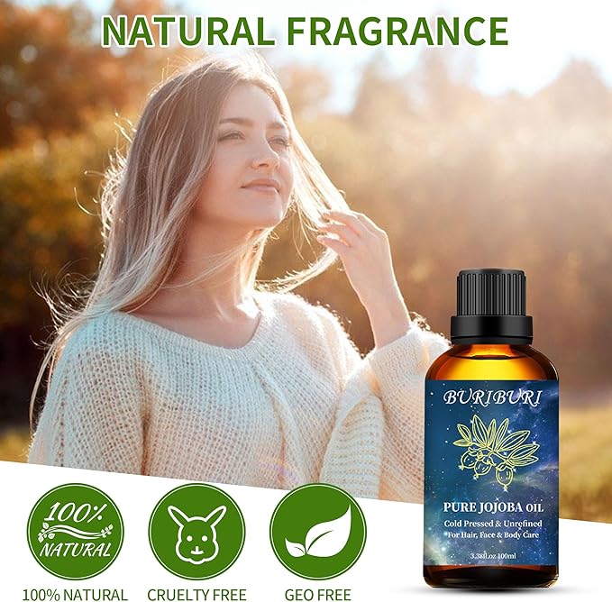 BURIBURI 100% Pure Organic Jojoba Carrier Oil, 100ml/3.38fl.oz - Bloomnest