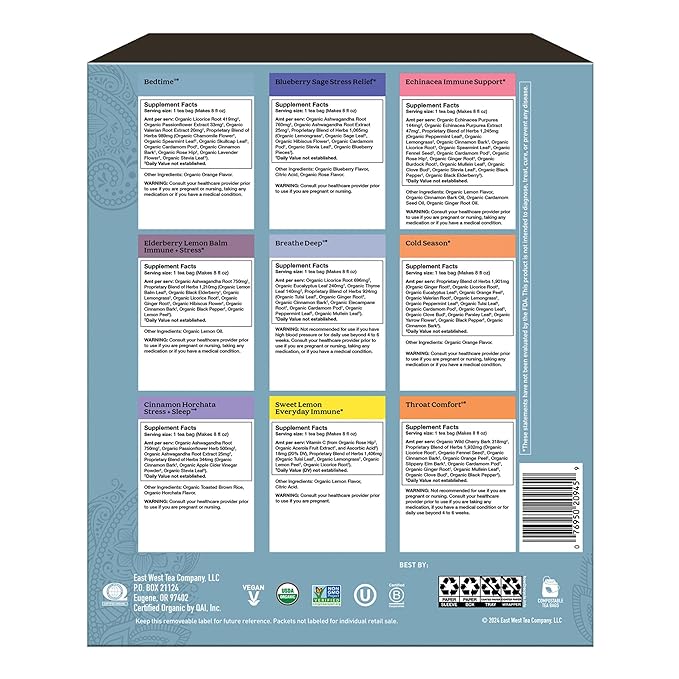 Organic Sampler Gift Box-5 Tea Bags per Flavor (45 Tea Bags)-Delicious Wellness Immunity Teas-9 Herbal Teas-Caffeine-Free Tea Variety Pack-Tea Gift Set - Bloomnest