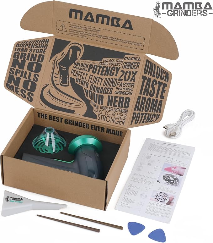 Mamba Monster 3.5g USB Electric Herb Grinder. Large Capacity Portable Metal Herbal Machine & Spice Mill for the Kitchen (Green) - Bloomnest
