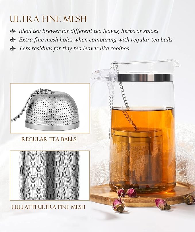 Tea Balls for Loose Tea, (2+1 Pack) 18/8 Stainless Steel Tea Infuser Set, Extra Fine Mesh Tea Strainers for Brew Tea, Spices & Seasonings - Bloomnest