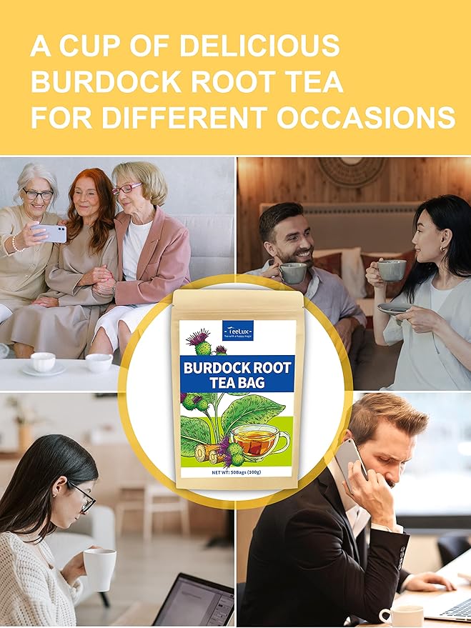 TeeLux Burdock Root Tea Bags, Pure Natural Burdock Root, Caffeine Free, Premium Herbal Tea, 50 Tea Bags - Bloomnest
