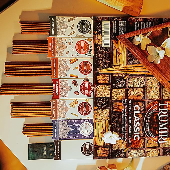 Classic Incense Sticks - Total 120 Insence-Sticks (20 Insense x 6 Inscents) - Inciensos Aromaticos Para La Casa Incents with Nag Champa Sage Palo Santo Frankincense Sandalwood Inscents-Sticks + Holder - Bloomnest