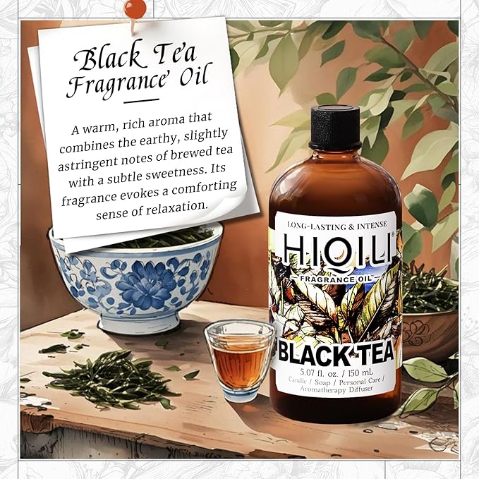 HIQILI Black Tea Fragrance Oil for Diffuser & Car Air Freshener, Long-Lasting Hotel Scent, Candle & Soap Making Supplies - 5.07 Fl Oz - Bloomnest