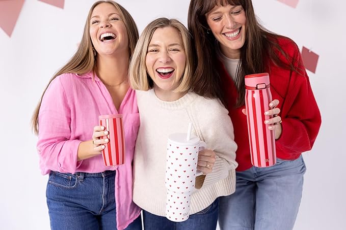 Simple Modern 40 oz Valentine's Day Trek Tumbler with Handle and Straw Lid | Cup Holder Friendly Insulated Stainless Steel Travel Mug | Crimson Hearts SimpleModern