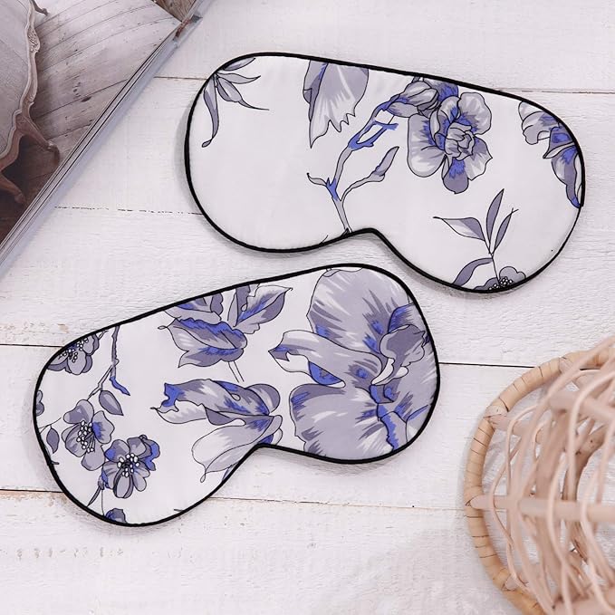 Maxfeel 100% Pure Silk Eye Mask - Sleep Eye Cover in Printed Colors (#11) - Bloomnest