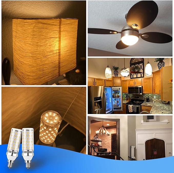 E12 100W Equivalent Led Candelabra Bulbs, E12 12W Led Candle Light Bulbs T6 C7 1200lm, 2700k Soft Warm White E12 Base Chandelier Pendant Ceiling Fan Bulbs, Non-Dimmable, 4Pack - Bloomnest