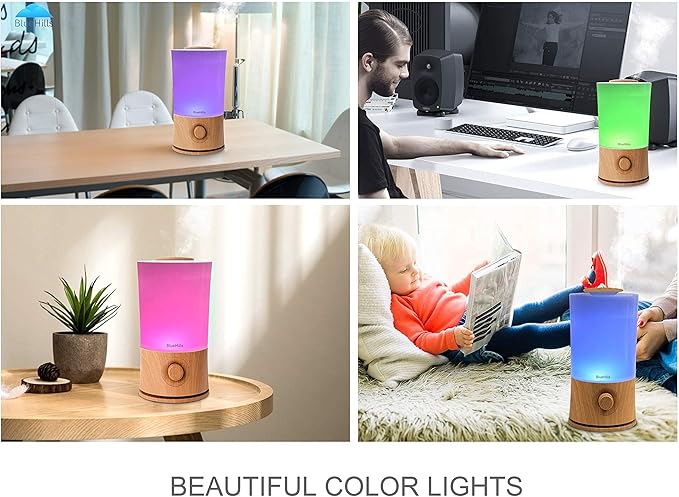 BlueHills Premium 2000 ML XL Large Essential Oil Diffuser Aromatherapy Humidifier for Large Room Home 40 Hour Run Huge Coverage Area 2 Liter Extra Large Capacity Huge Diffuser Wood Grain E005 - Bloomnest