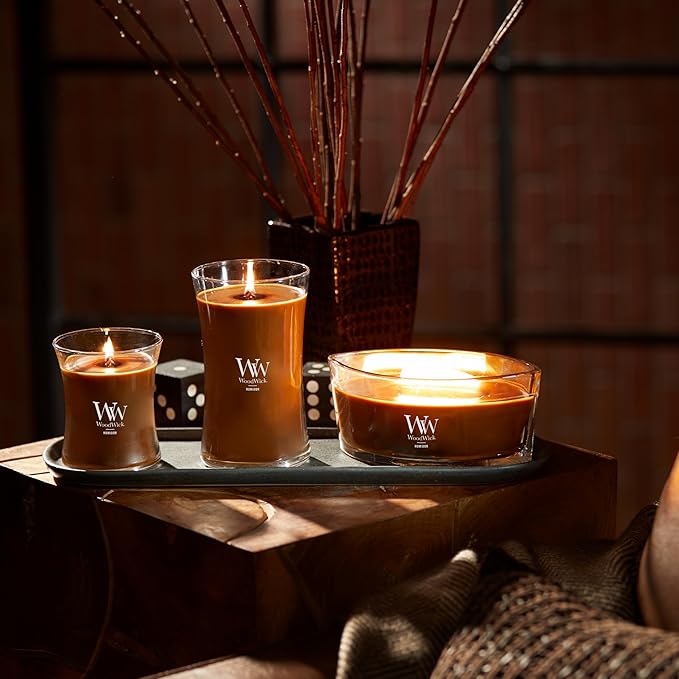 WoodWick Humidor Gifts for Women and Men, 21.5 oz Large Hourglass Candle with Crackling Wick - Bloomnest
