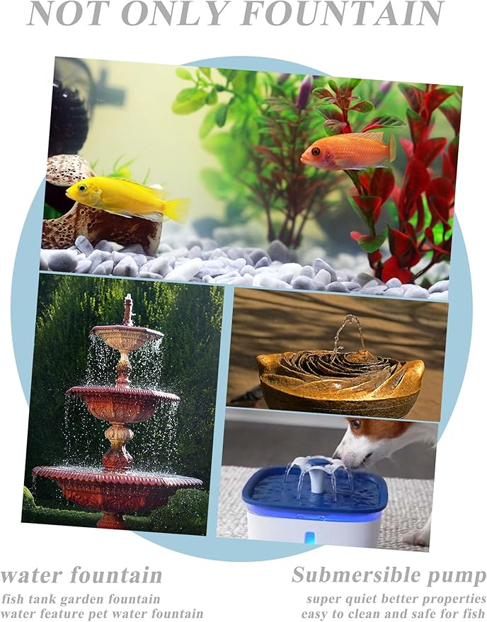 alizzy 100GPH Small Submersible Water Pump(360L/H, 5w), Ultra Quiet Water Fountain Pump with 3ft. High Lift and 6ft. power cord for Aquarium, Fish Tank, Water Feature, Pet Fountain and Hydroponics - Bloomnest