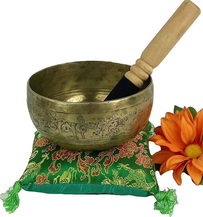Sacral Chakra Hand Pounded Tibetan Art Healing Singing Bowl ~ Nepal [425 SB, 5.5 inch Diameter] - Bloomnest