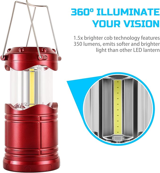 Lichamp LED Camping Lantern, 4 Pack Battery Powered Flashlight for Power Outages, Portable Collapsible Hanging Light Essential for Home, Outdoor, Emergency Lamp Survival Kit Gear for Hurricane,B4BD - Bloomnest