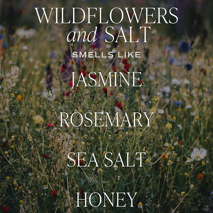 Sweet Water Decor Wildflowers and Salt Scented Soy Candles – Jasmine, Lily, Geranium, Violet, Leafy Greens – Cozy Floral Aroma – 50 Hour Burn – 12oz Tinted Glass Jar for Home Decor and Bedroom Decor - Bloomnest