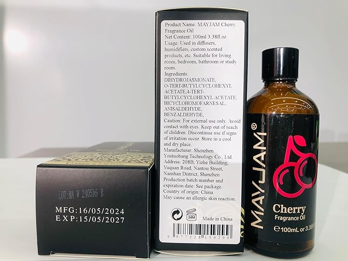 MAYJAM 100ML/3.38FL.OZ Cherry Fragrance Oils with Glass Dropper, Essential Oils for Diffusers for Home, Long Lasting Scented Oils for Diffusers Soap Candle Making - Bloomnest